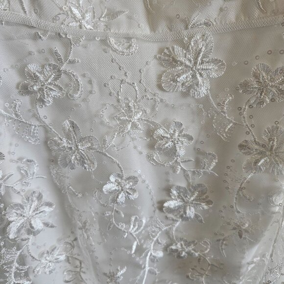 Adrianna Papell Woman SZ 10 NWT  3D Embroidered High Low Dress Ivory Fairy - Picture 3 of 10